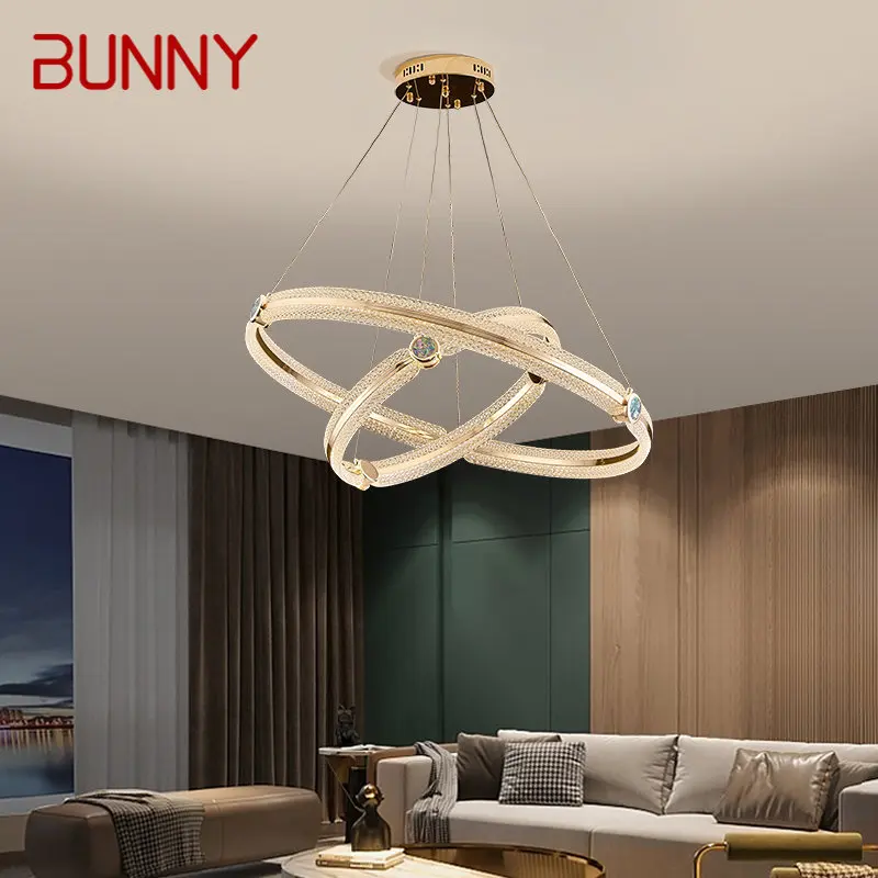 

BUNNY Nordic Chandelier Led 3 Colors Creative Light Luxury Ring Pendant Lamp Home Living Dining Room Bedroom Fixtures