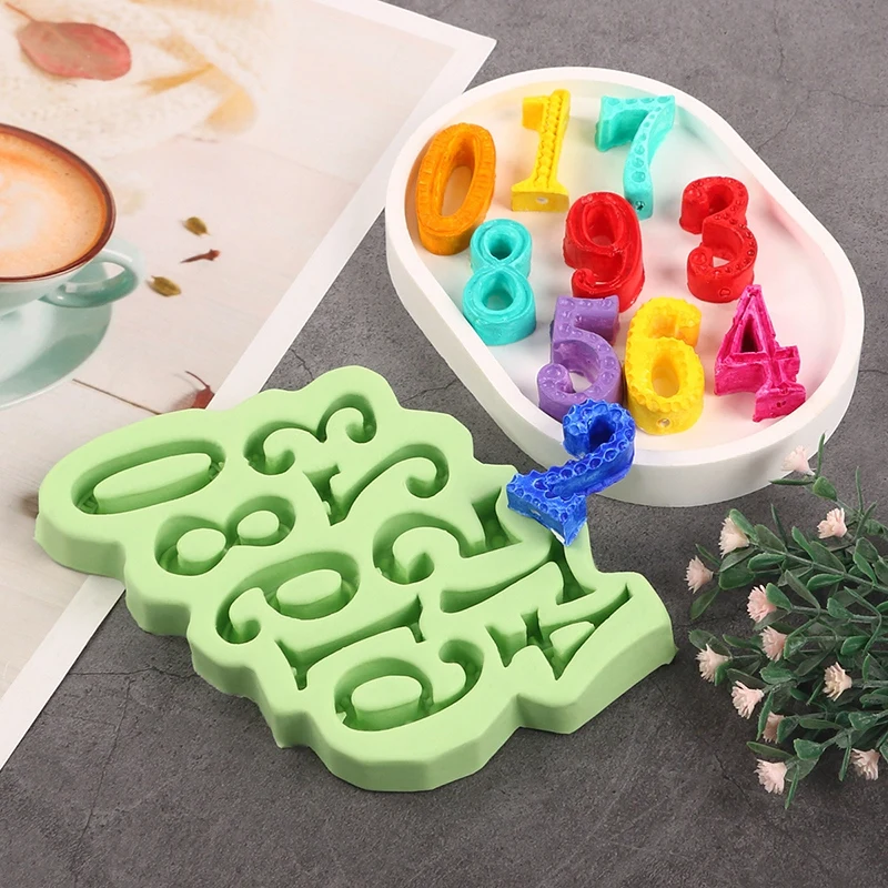 Silicone 0-9 Number Candle Mold Embossed Fondant Chocolate Molds Birthday Cake Decorating Tool Baking Supplies moldes para velas