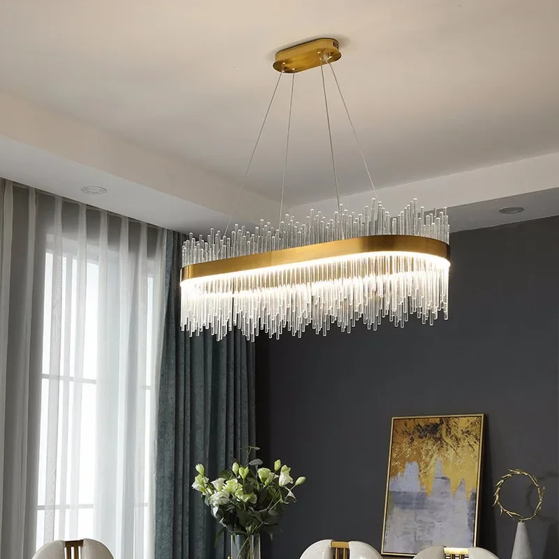 Gold LED Crystal Chandelier Dimmable For Bedroom Living Room Ceiling Pendant Lamp Luxury Hotel Pendant Lights Apartment Lighting