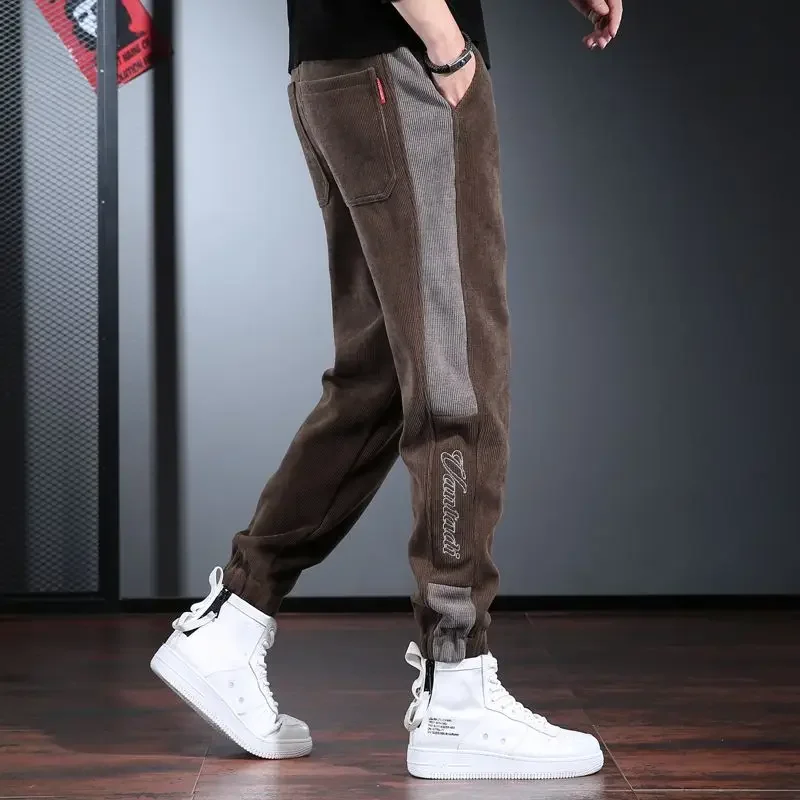 

Trousers Goth Black Cotton Male Sweat Pants Corduroy Sweatpants for Men Harem Slim Elastic New Items in Summer Free Shipping Y2k