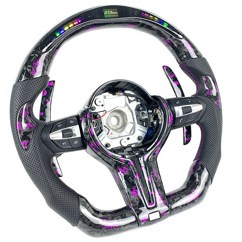 LED Purple Petal Forged Carbon Fiber Steering Wheel FOR BMW F20 F22 F30 F35 F32 F01 F02 F10 F18 M2 M3 M4 M5