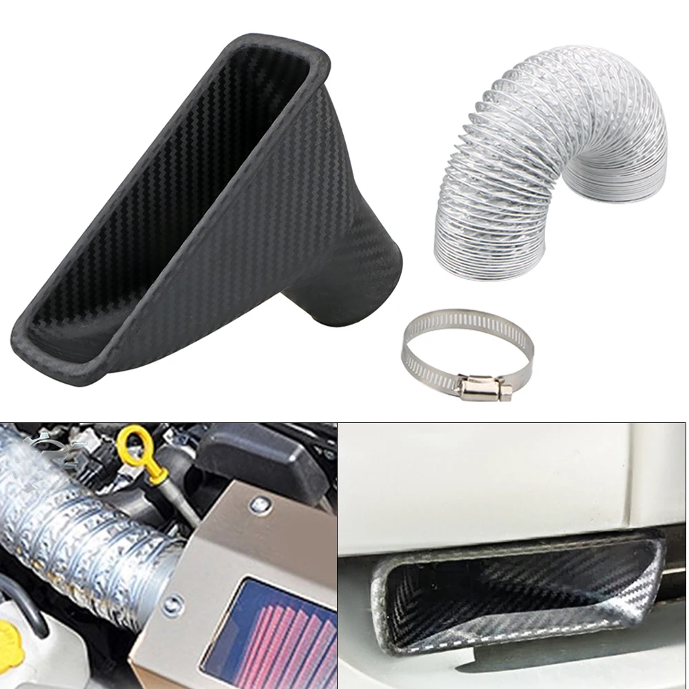 Carbon Fiber Look Universal Car Front Bumper Turbo Air Intake Pipe