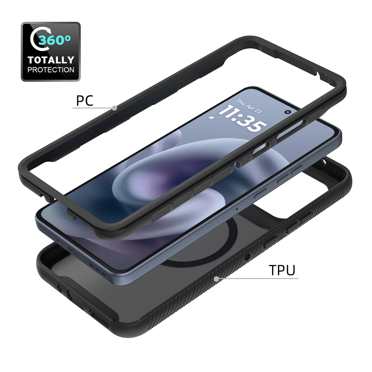 Military Shockproof Matte Magnetic Phone Case with Rugged Armor Cover for Magsafe Compatibility