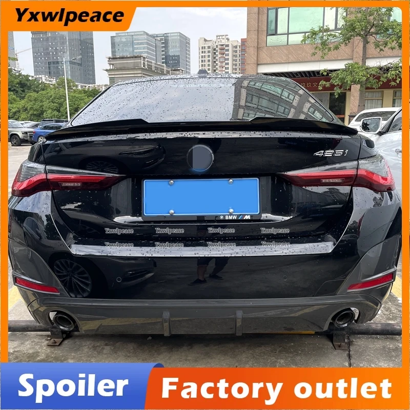 

M4 Style ABS Glossy Black/Carbon Fiber Look Rear Trunk Lip Spoiler Wing Body Kit Accessories For BMW 4 Series G26 2021 2022 2023