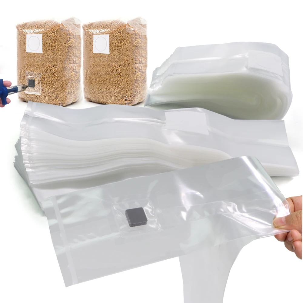 20 Stück 0,2 mm Filter PP Pilzanbaubeutel für autoklavierbares Substrat Spawn sterilisierter hydratisierter Getreidebeutel mit Injektionsanschluss