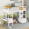 Twin Size Loft Bed with Built-in Desk with Two Drawers, and Storage Shelves and Drawers,White 1