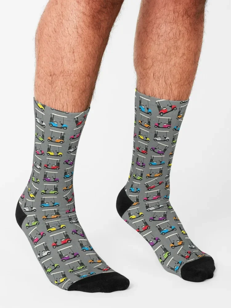 Golf Carts on Gray Socks warm winter Antiskid soccer snow Male Socks Women's