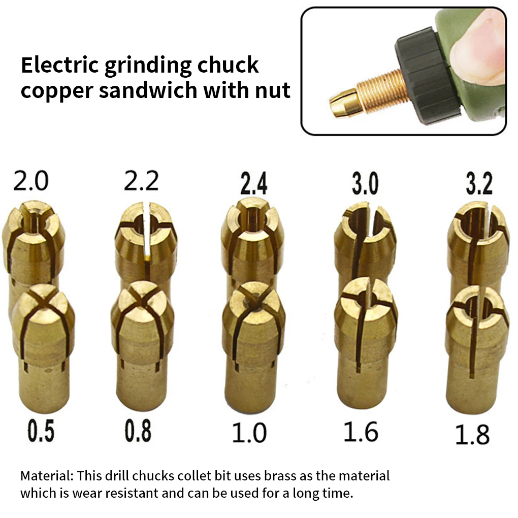 Drill Chuck 11PCS/Set Brass 0.5-3.2mm 4.8mm For Dremel