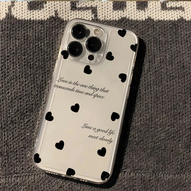Chic Black Love Pattern Phone Case - Small Size