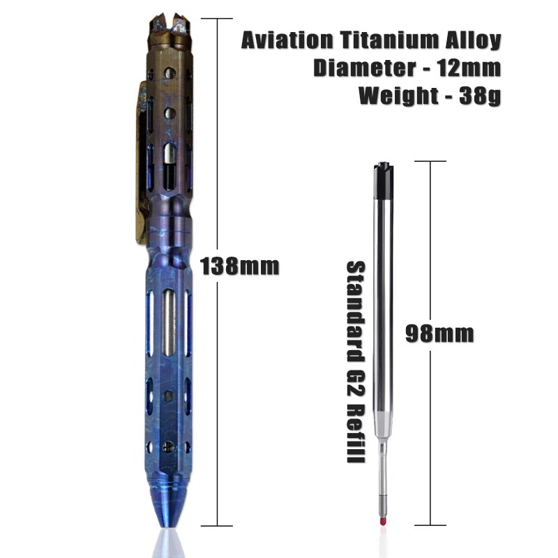다기능 TC4 티타늄 전술 펜 비즈니스 서명 펜 학교 사무용품 자기 방어 비상 유리 파괴기
