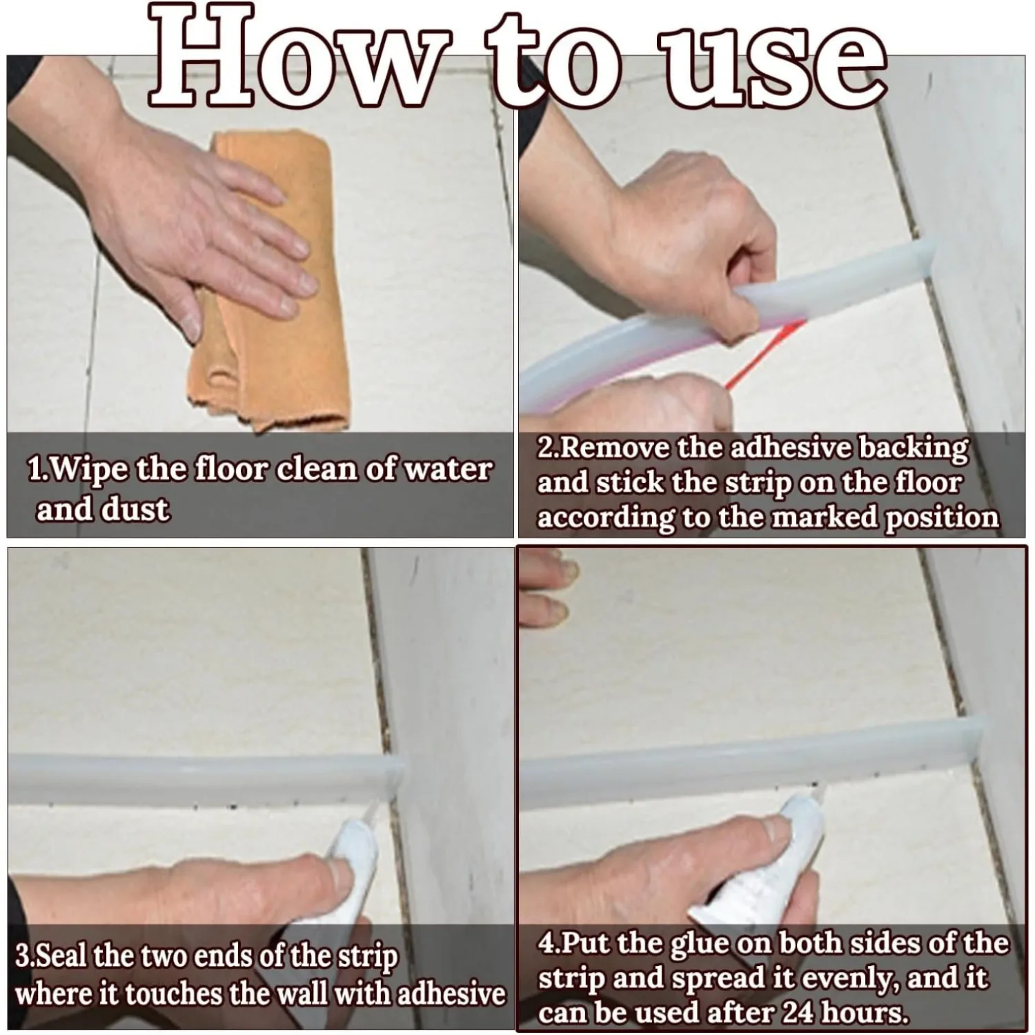 Collapsible Shower Water Dam Threshold Stopper Barrier Image 7