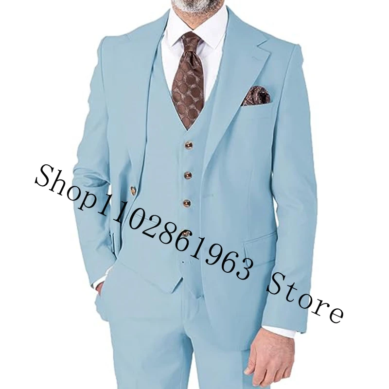 Best Men Wedding Suits Groom Wear Tuxedos 3 Pieces Suits Blazer+Vest+Pants Formal Elegant Male Tuxedos Costume Homme Mariage
