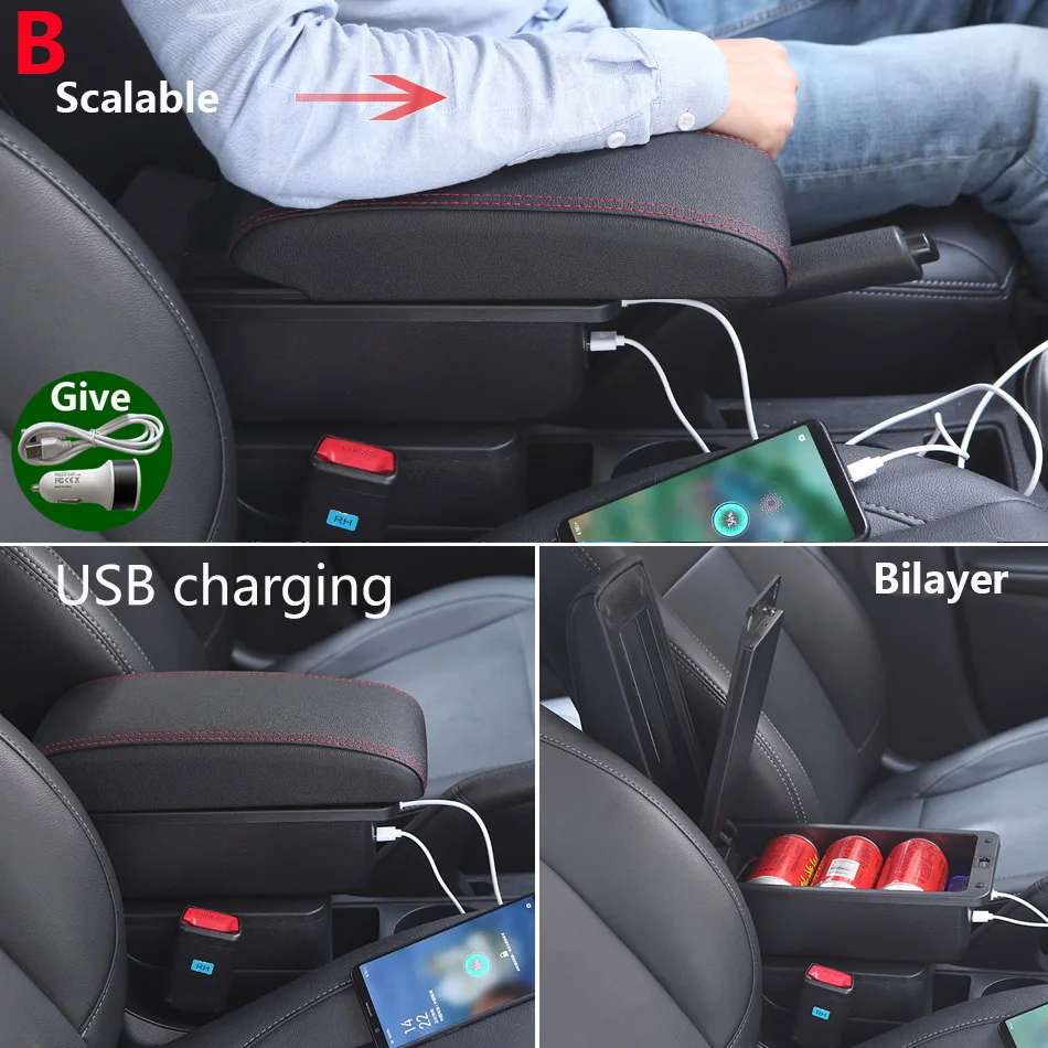 오펠 코르사 D 자동차 팔걸이 상자, 오펠 코르사 자동차 팔걸이 등받이 내부 부품 보관함, 개조 부품, 자동차 액세서리