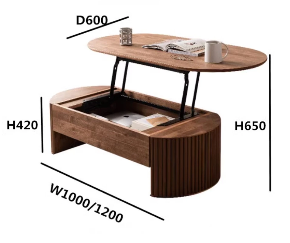 Description Picture 4 of itemFolding coffee table in 100cm wood color