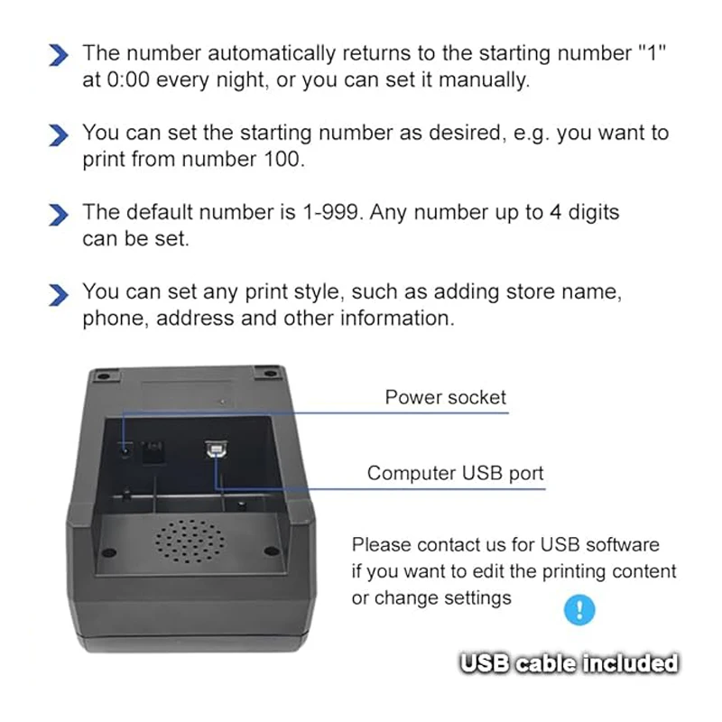 Take a Number Printer Ticket Thermal Printer Ticket Machine with 57mm Receipt Roll for Wireless Calling System