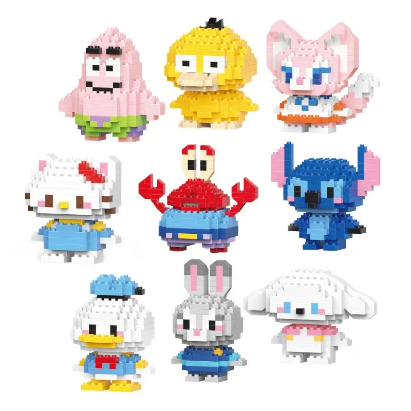 Compatible Lego Micro Particle Building Blocks Cartoon Dolls Children's Assembly Small Toys Stall Hanging Ornaments Gifts