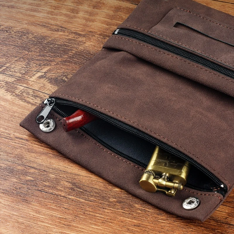 Handmade Leather Tobacco Pouch Case Bag Smoking Paper Holder Wallet Multifunctional Foldable Tobacco Storage Pouch