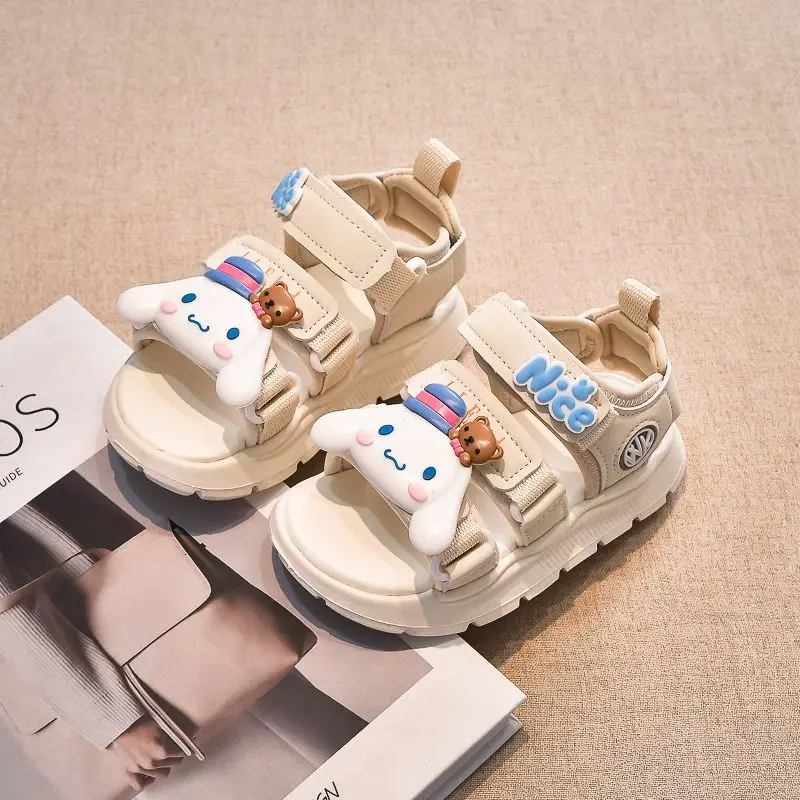 

2024 My Melody Children Sandals Kawaii Sanrioed Anime Cinnamoroll Summer Sweet Cute Cartoon Girls Casual Beach Shoes Kid Gift