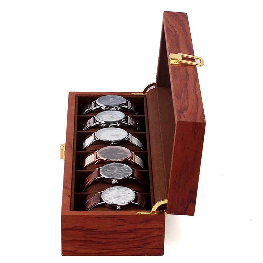 6/10/12 Slot Organizer Wood Watch Box Glass Top Vintage Display Jewelry Storage Box Gift