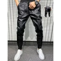 Work Pants Men's Leather Pants Man Loose Street Wind Multiple Pockets Gothic Clothes Man Lederhosen Luxury Designer Clothes Real