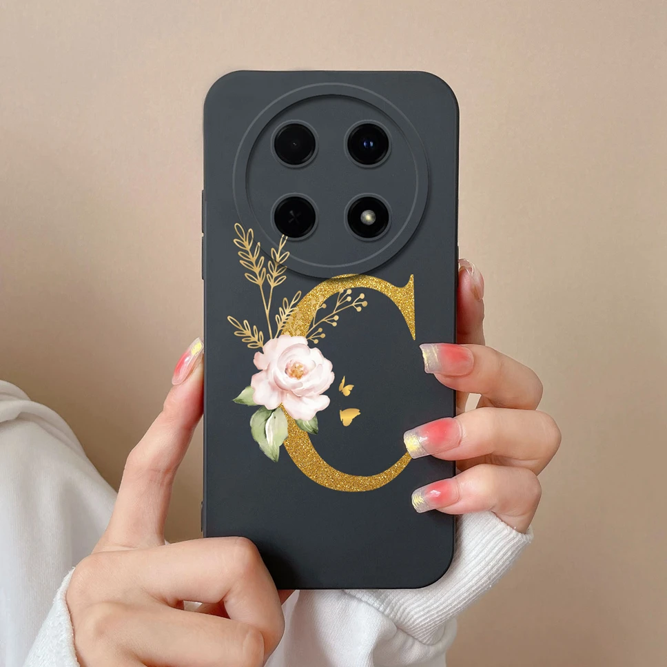 Elegant Floral Letter Design Soft Silicone Protective Phone Case Cover