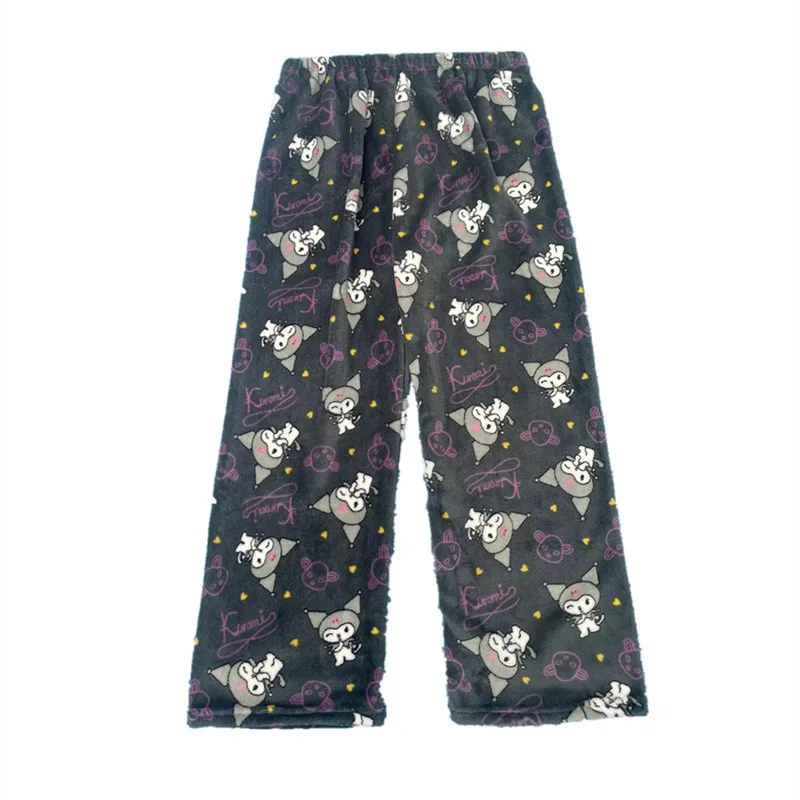 new Halloween cartoon Kuromi flannel autumn and winter warm and loose casual home graffiti casual sleeping pants
