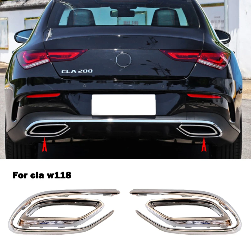 A 1184920100 1184920200 a1188852102 a1188852202 Exhaust Pipe Cover Rear Bumper Chrome Trim For Mercedes Benz CLA W118 C118