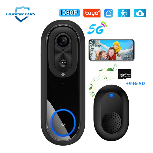 5G 2.4G WiFi Video Doorbell 1080P Wireless Bell Tuya APP Smart Intercom Camera IP65 Waterproof Ring Bell with 7000mAh Battery 9