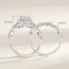 Newshe 2 Pcs 925 Sterling Silver Engagement Ring Wedding Band For Women Princess Cut White AAAAA Cubic Zirconia Classic Jewelry 5