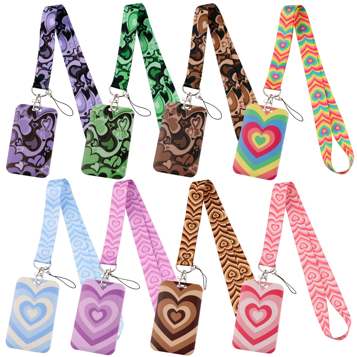 Colorful Heart Lanyard Love Neck Strap for key ID Card Cellphone Straps Badge Holder DIY Hanging Rope Neckband Accessories