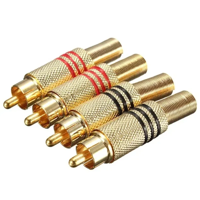 Gold RCA Phono Male Plug Solder Connectors for Audio Speakers