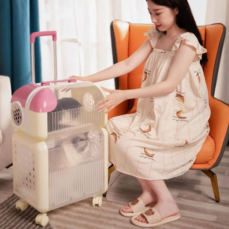 Pet Outing Bubble Trolley Case, Lightweight Accessories for Cats, Transparent Backpack Cage, Carriers Tools, Pet Supplies