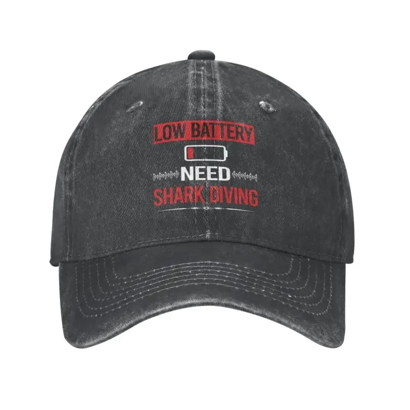 

Classic Cotton Low Battery Shark Diving Diver Baseball Cap Women Men Adjustable Scuba Diving Dad Hat Sun Protection