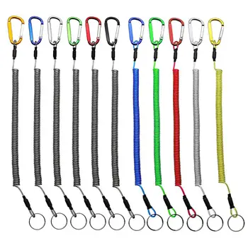 Portachiavi Corda anti-smarrimento retrattile con moschettone portachiavi Pinza da pesca a molla a spirale antifurto Cordino di sicurezza anti-smarrimento
