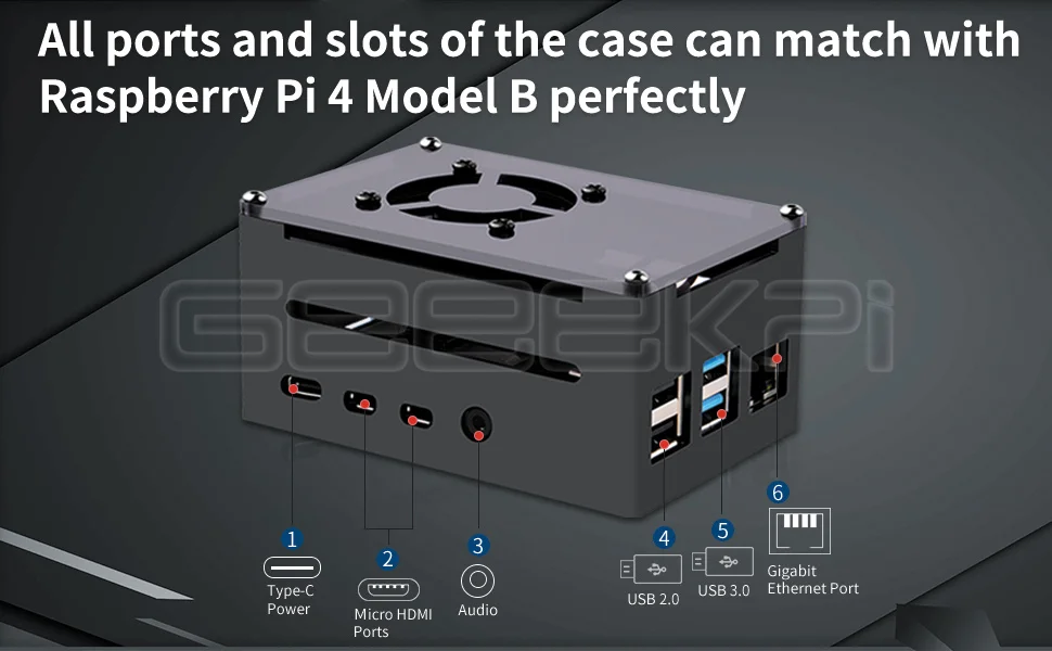 GeeekPi-Raspberry Pi 4B Case, Suporta chapéu PoE, Ventilador 5V