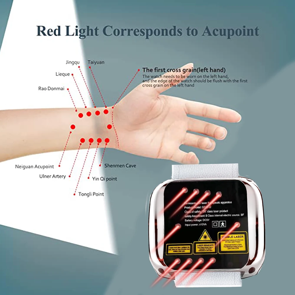 LASTEK Multifunction Red Light Therapy Wrist Watch,650nm Infrared Light with Ear+Nasal Accessory Treatment For Deafness/Tinnitus