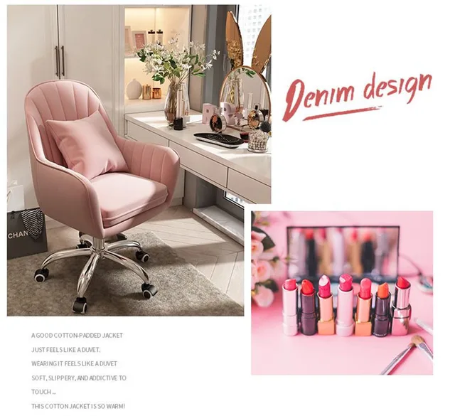 Silla de escritorio de cuero PU nórdico, muebles de oficina, sillón rosa,  silla giratoria de elevación, silla de juegos púrpura, silla de computadora  de maquillaje - AliExpress