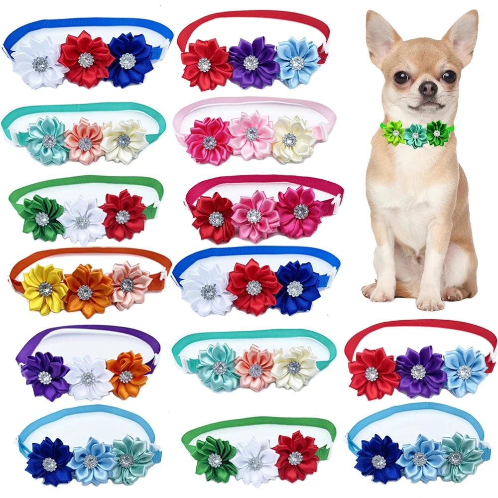 50100psFashionDogSuppliesFlowerCollarDogBowTieExquisitePet