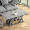 Coffee Table with Shelf, Wood Coffee Table for Living Room, Open Display Area,47” Grey 4