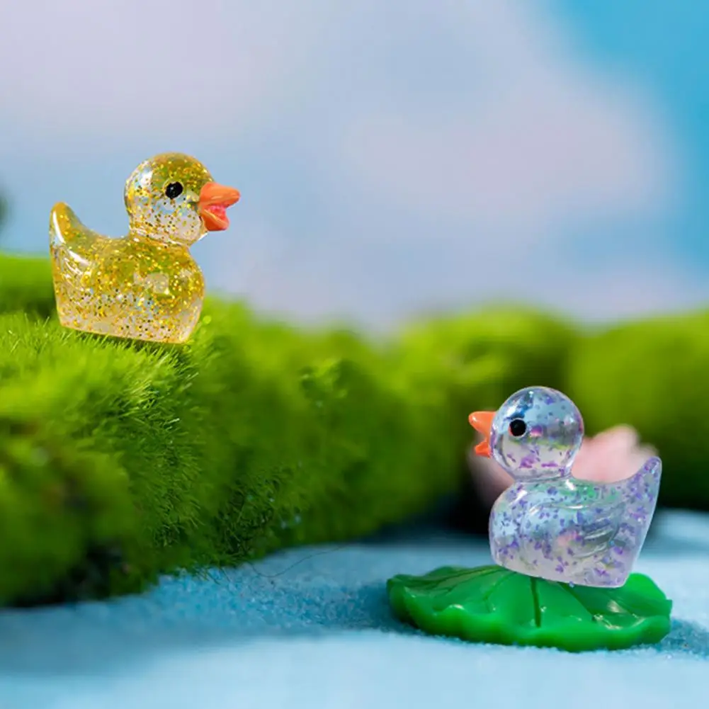 

Сказочное украшение для сада и утки, разноцветное искусственное украшение из смолы, блестящее мини-украшение для кукольного домика, сада, настольное украшение, кукольный домик