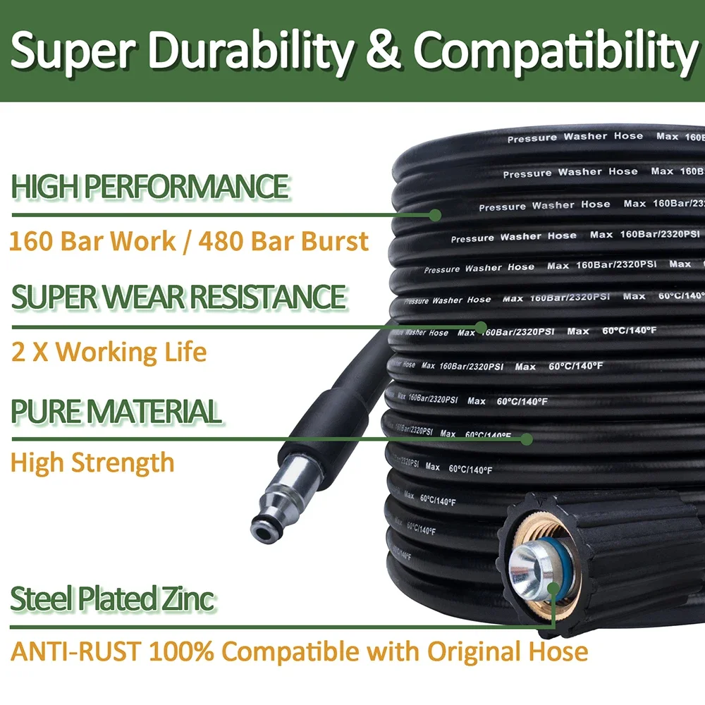 6~10m High Pressure Water Cleaning Hose Pipe Cord Pressure Washer Hose Car washer Water Hose for Nilfisk STIHL Gerni HUSQVARNA 2