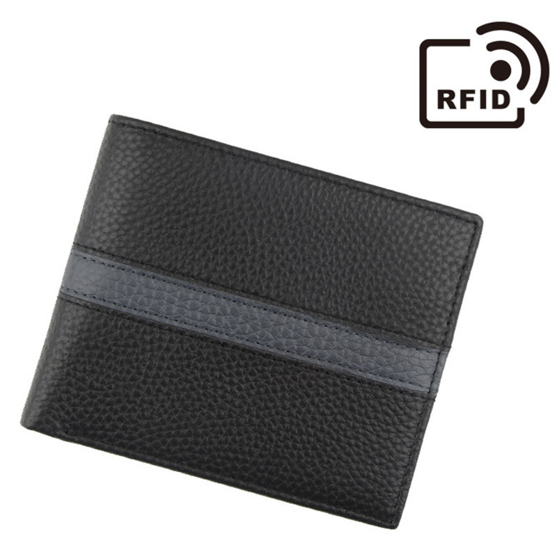 Genuine Leather Men Wallets Classic Cowskin Purse Rfid Blocking Credit Card Holder Money Bag Gift for Husband Father