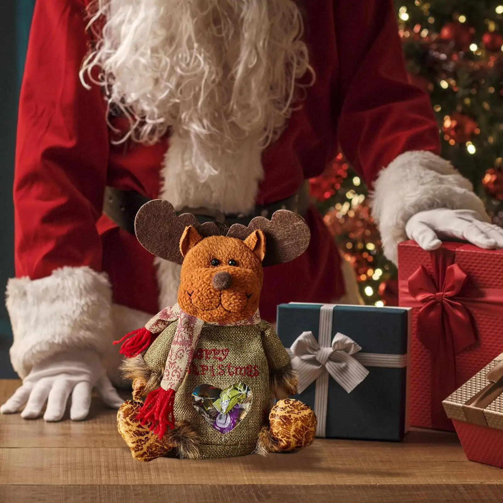Weihnachten Puppe Stoff Geschenk Taschen Wiederverwendbare Leckerli Aufbewahrungstasche für Süßigkeiten Party Gefälligkeiten Äpfel Schneemann Weihnachtsmann Urlaub Party Dekor – Detail 11