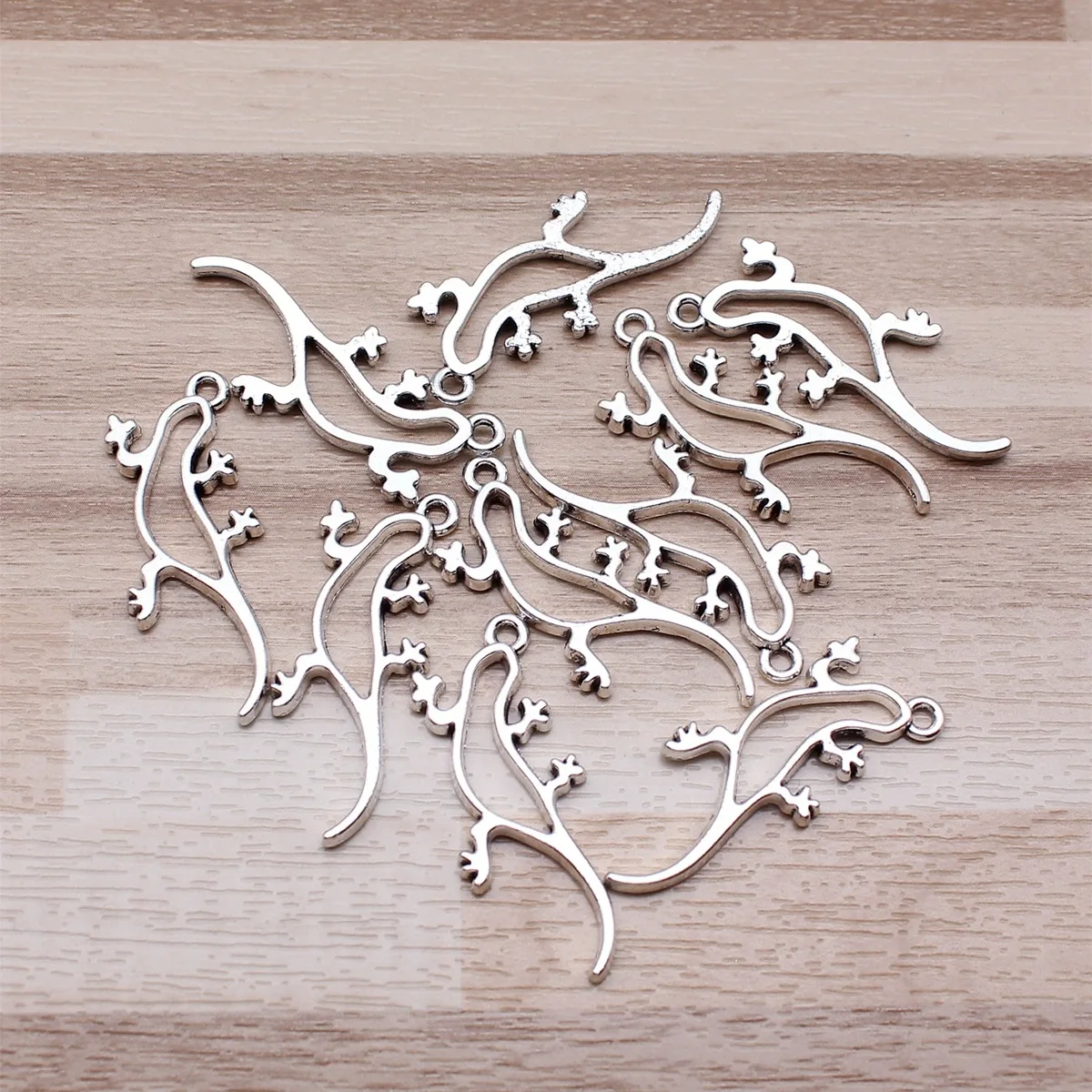 IFOCUS 할로우 게코 도마뱀 참, DIY 주얼리 제작용, 아연 합금, 19x3, 2mm, 0.75x1.26 인치, 로트당 10 개
