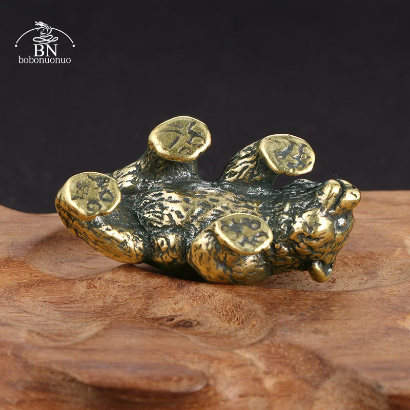 Miniature Figurines Brass Cute Small Bear Statue Office Desk Ornaments