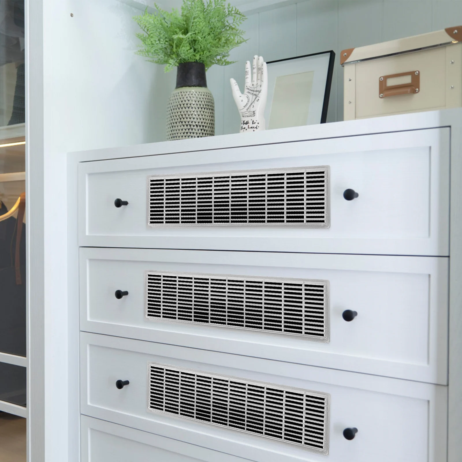 ช่องระบายอากาศสำหรับตู้เสื้อผ้า 6 ชิ้น รูปทรงสี่เหลี่ยมผืนผ้า ทำจากพลาสติก ป้องกันความชื้น ป้องกันกลิ่น สำหรับตู้เสื้อผ้า ตู้เก็บของ ชั้นวางรองเท้า 1