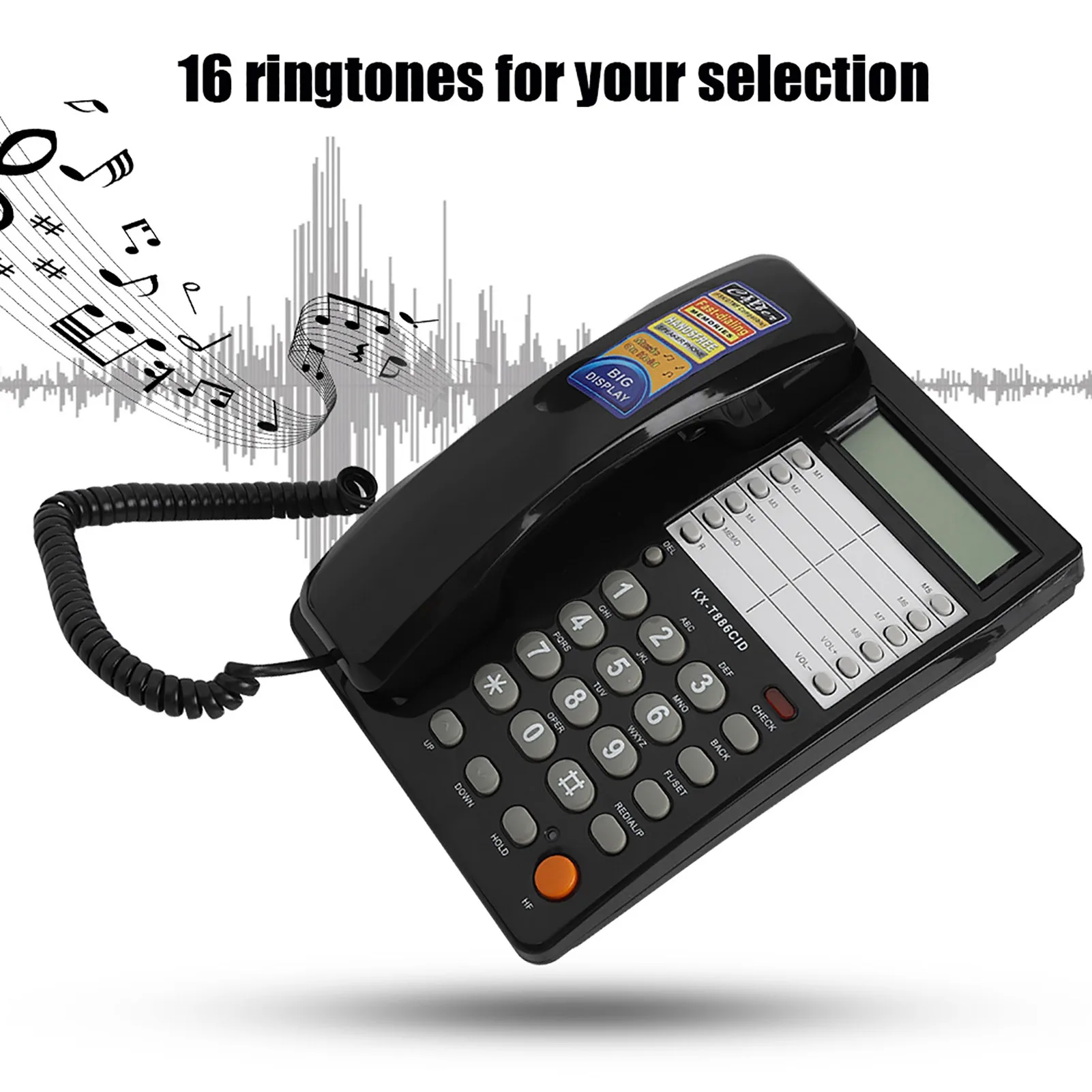 Sfd32be88e753412f8b643c64120868a8j Home Hotel Wired Corded Desktop Wall Phone Office Landline Telephone Black DTMF/FSK Clear Call Easy Operation for Communication