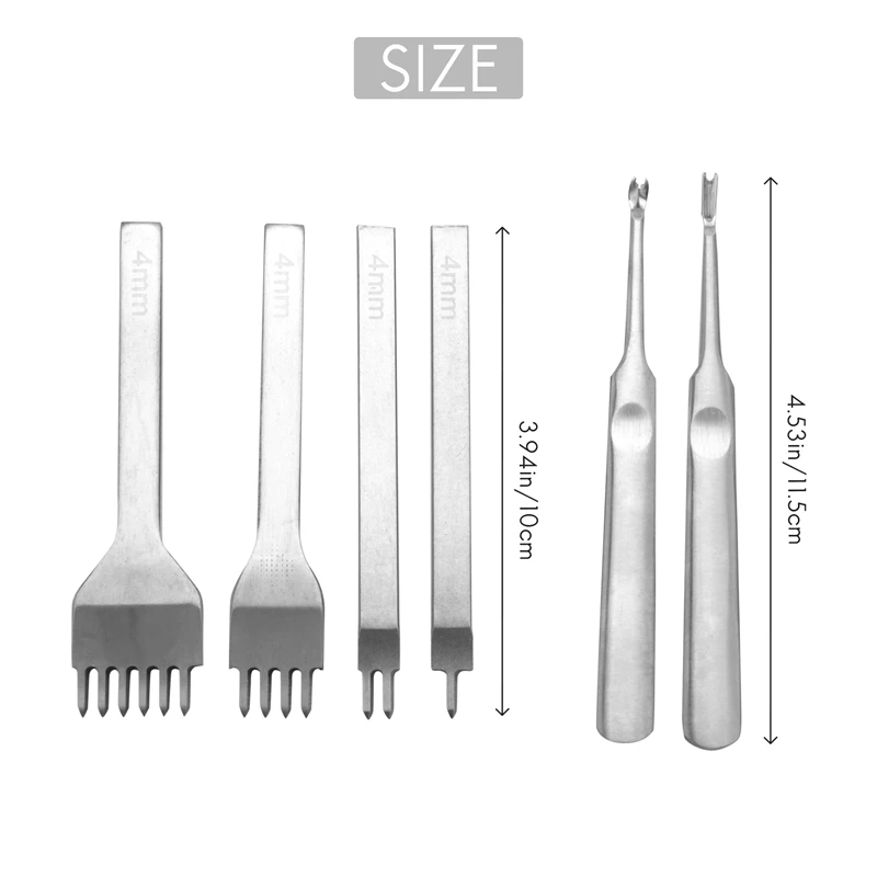 Leather Stitching Chisel Set, Lacing Stitching Punch, Groover Beveler And Sewing Needles, Leather Crafts Tool