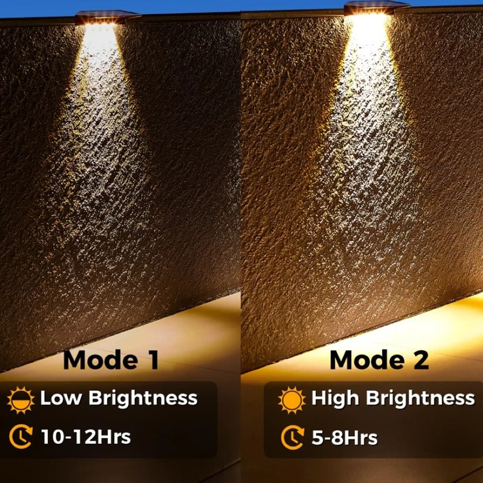 2 Luci Solari Da Parete Per Esterni LED Impermeabili - Faretti Da Giardino Con Doppia Illuminazione Su E Giù, 2 Modalità Di Colore, Batteria 400mAh, Facili Da Installare