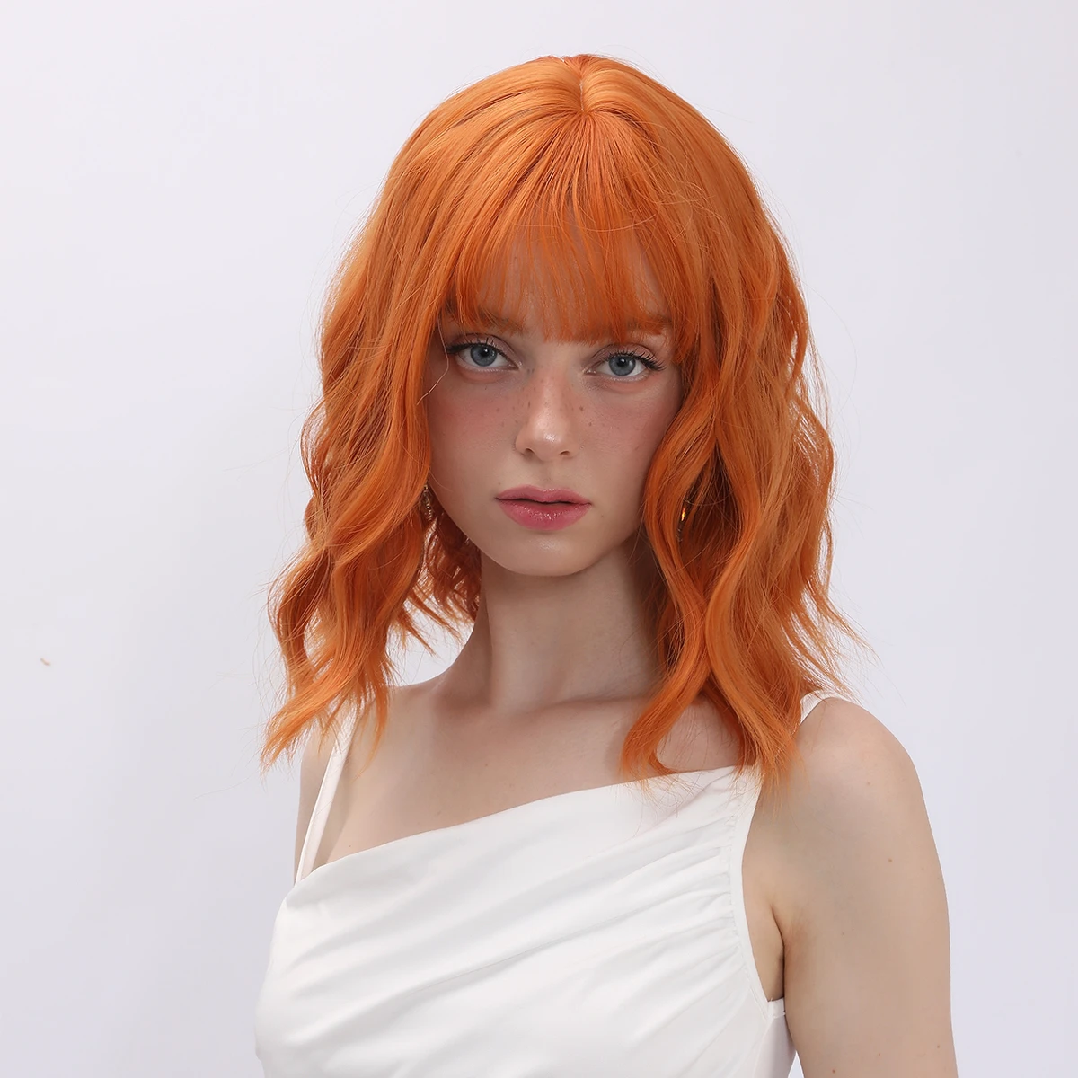 

Women's Role Playing Lolita Wig Orange Short Hair Curly Bangs High Performance Cute Women's Wig